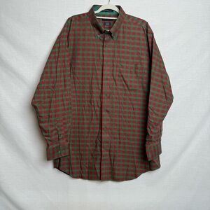 Paul Fredrick Red & Green Check Button-Down  Shirt – Size 18 x 36 Classic Fit